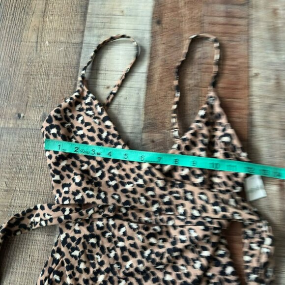 Aerie Womens Leopard Print One Piece Wrap Around Tie Swimsuit US S Long - Picture 7 of 8